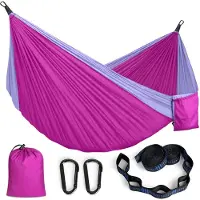 Famanu – Campinghangmat van 295 x 140 cm, draagbaar met riemen, 350 kg draagvermogen, sneldrogend parachute-nylon