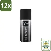Vogue Men - Mystic Black - Deodorant Spray - Anti-transpirant - 150 ml - Voordeelverpakking - 12 stuks - 48 uur bescherming - Geur