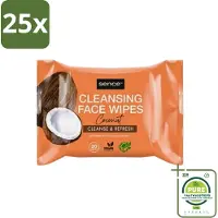 Sence 25 x - Coconut - Gezichtsreinigingsdoekjes - Verzorgend - 20 Doekjes - Grootverpakking - Gezichtsreinigingsdoekjes - Kokos - Huidverzorging - Make-up Verwijderen - Hydrateren