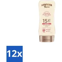 Hawaiian Tropic 12 x – Zonnebrand Lotion – Satin Protection Ultra Radiance – SPF - Zonbescherming - Zonlotion - Stralende Huid - Zonnebrandlotion - Huidbescherming