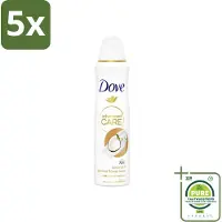 Dove 5 x Deodorant Spray - Advanced Care - Kokos & Jasmijnbloem - 150 ml - Grootverpakking - Deodorant Spray - Anti-transpirant - Kokos - Jasmijn - Langdurige Frisheid