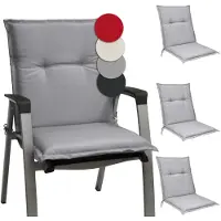 Famanu – Set van 4 kussens voor tuinstoelen met lage rug, comfortabel en duurzaam, geschikt voor buitengebruik