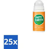 Happy Earth 25 x – Deodorant Roll-On – 100% Natuurlijk Rose Petitgrain – 75 ml - 100% Natuurlijk Deodorant - Roll-on Deodorant - Bloemige Geur - Frisse Geur - Anti-irritatie