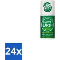 Happy Earth 24 x – Deodorant Roll-On – 100% Natuurlijk Bergamot Cedarwood – 75 ml - Bergamot - Cederhout - Natuurlijke Deodorant - Roll-on Deodorant - 24 Uur Bescherming