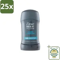 Dove 25 x - Deodorant - Stick Clean Comfort - Zachte bescherming - 50 ml - Grootverpakking - Deodorant Stick - Zweetbestendig - Huidcomfort - 48 Uur Bescherming - Alcoholvrij