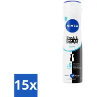 Nivea 15 x – Deodorant Spray – Black & White Invisible Pure – 150 ml - Deodorant Spray - Anti-Vlek - Onzichtbare Bescherming - 48 Uur Bescherming - Anti-Transpirant