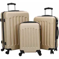 vidaXL Koffer, 3 stuks. Champagnekleur, 50 x 31 x 78 cm, ABS kunststof