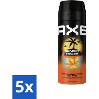 Axe 5 x – Deodorant – Sunset Fresh – 150 ml - Sunset Fresh Bodyspray - Frisse Bodyspray - Zink-zap Technologie - Anti-geur - Citrusgeur
