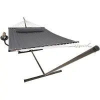Famanu – Tweepersoons hangmat met standaard en tafel, belastbaar tot 200 kg, ideaal voor tuin en camping