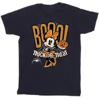 Disney Meisjes Boo Trick Or Treat Minnie Mouse Katoenen T-Shirt (Marineblauw)