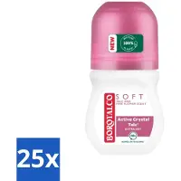 Borotalco 25 x - Deodorant Roller - Soft - Talc & Pink Flower - 0% Alcohol - 50 ml - Deodorant Roller - Talc - Droge Huid - Zweetgeur - Bloemige Geur
