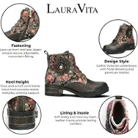 LAURA VITA Vrouwen Gotische Victoriaanse Bronzen Leren Veterlaarzen - Cocrailo-47