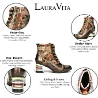LAURA VITA Victoriaanse Bronzen Bloemen Leren Veteraarsen Enkellaarzen - Idcorao-10