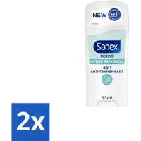 Sanex 2 x – Deodorant Stick – Dermo Active Freshness – 65 ml - Deodorantstick - Frisheid - Huidbescherming - Zachte Textuur - Langdurige Frisheid