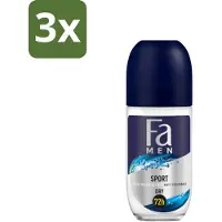 Fa 3 x Men - Sport - Deodorant Roller - Citrus Green - 50 ml - Sport Deodorant - Citroen Geur - Mannelijke Deodorant - Frisse Geur - Huidbescherming