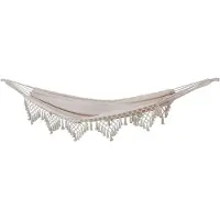 Famanu – Luxe hangmat met sierzoom, Boho macramé van katoen, beige, perfect voor in de tuin of op balkon
