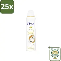 Dove 25 x Deodorant Spray - Advanced Care - Kokos & Jasmijnbloem - 150 ml - Grootverpakking - Deodorant Spray - Kokos En Jasmijn - Anti-transpirant Spray - Okselhuid Verzorging - Zweetbehandeling