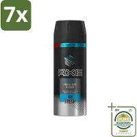 Axe 7 x - Deodorant Bodyspray - 48hrs Fresh - Ice Chill - Frozen Mint & Lemon - 150 ml - Grootverpakking - Ice Chill - Deodorant Bodyspray - 48h Fresh - Bevroren Munt En Citroen - Geurbestrijding