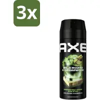 Axe 3 x - Deodorant Bodyspray - 48hrs Fresh - Green Mojito & Cedarwood - 150 ml - 48 Uur Frisheid - Deodorant Spray - Geur Bestrijding - Frisse Geur - Cederhout