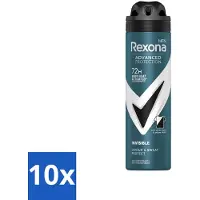 Rexona 10 x Men - Deodorant Spray - Advanced Protection Invisible - Langdurige Frisheid - 150 ml - 72 Uur Bescherming - Vlekkeloze Kleding - Zweetbehandeling - Deodorant Spray - Anti-strepen