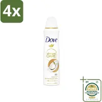 Dove Deodorant Spray - Advanced Care - Kokos & Jasmijnbloem - 150 ml - Voordeelverpakking - 4 stuks - Kokos - Jasmijn