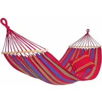 Famanu – Hangmat Aruba in cayenne kleur, zachte katoenen hangmat met groot ligvlak, incl. draagtas, belastbaar tot 180 kg, ligoppervlak 2,1 m x 1,2 m, gewicht 1,9 kg