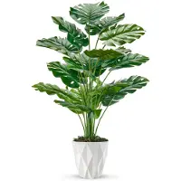 Famanu – Hoge nepplanten, grote kunstmatige monstera in witte pot, perfect voor binnendecoratie in woonkamer of thuiskantoor