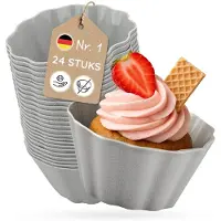 Famanu – Herbruikbare muffinvormpjes van siliconen, BPA-vrij, set van 24, anti-aanbak en stabiel, 7,5 x 4 cm