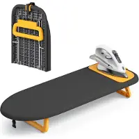 Famanu – Tafelblad strijkplank, kleine opvouwbare mini-strijkplank met strijkmat, eenvoudig op te bergen voor reizen en studentenkamer, 12 x 32 cm, zwart
