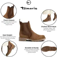 Tamaris Dames bruine leren High Chelsea enkellaarzen - 25427-41