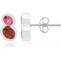 Cavill - 925 Sterling Zilver Oorbellen met 0,799 ct Braziliaanse Roze Toermalijn - Palladiumlaag - Elegante Ovale Oorstekers Dames