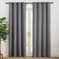 Famanu – Thermogordijnen voor koudebescherming, grijs, ondoorzichtig, 200 cm lang, verduisteringsgordijnen met inslagringen, set van 2 voor woonkamer en moderne inrichting