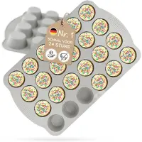Famanu – Comfort muffinplaat van siliconen, 24 stuks met handgrepen, XXL muffinvorm voor grote muffins