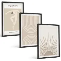 Wallfluent 3-Delige Schilderij Set - Pastelposters, Modieuze Boho-Abstracties - 40 x 60 cm - Moderne Wanddecoratie - Slaapkamer - Interieur Decoratie