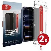 Rosso Privacy Screen Protector Geschikt voor Apple iPhone 18 Pro Max | 9H Gehard Glas | Installatietray | Case Friendly | Tempered Glass | Stofvrij | Eenvoudige Installatie | Beschermglas | 2-Pack