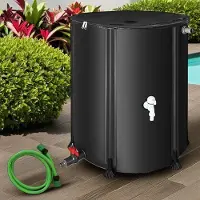 Famanu – Opvouwbare regenton van 500 l met uitloopkraan en PVC-steunstangen, mobiel regenvat met overloopbeveiliging en aansluiting, weerbestendig voor tuinirrigatie