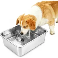 Famanu – Grote hondenbak van roestvrij staal, 5L, voerbak voor binnen en buiten, hoge capaciteit voor middelgrote en grote honden