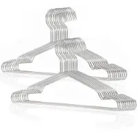Famanu – Kleerhangers voor kleding, set van 20 stuks, volwassen mantelhangers van zilverdraad, ruimtebesparend, metalen hangers voor shirts, jurken, pakken, jassen en broeken (42 cm