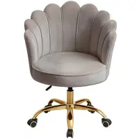 Russle Velvet Schelp Bureaustoel Taupe met Goudkleurig onderstel