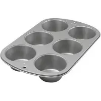Famanu – Jumbo muffinvorm met antiaanbaklaag, 6 gaten, 4,5 x 22,2 x 34,2 cm, staal, ideaal voor het bakken van muffins en cupcakes