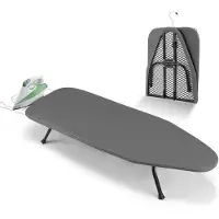Famanu – Mini-strijkplank met haken, kleine opvouwbare tafelstrijkplank, inklapbaar en ideaal voor reizen, grijs, 81 x 31 cm