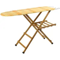 Famanu – Verstelbare en opvouwbare strijkplank van 100% beukenhout, afmetingen 35 x 141,5 x 92 cm, lichtgewicht en duurzaam