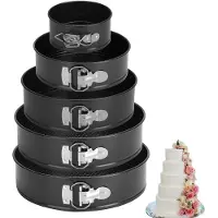 Famanu – Set van 5 ronde springvormen, taartvormen van 18 cm tot 26 cm, met antiaanbaklaag van koolstofstaal, springvorm met hefbodem voor taarten