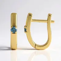 Cavill - 925 Sterling Zilver Oorbellen - Verguld - Blauwe Diamanten 0,12 ct - Ronde Briljant - Elegante Luxe Sieraden