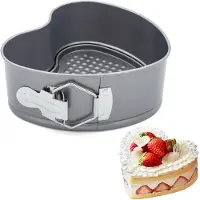 Famanu – Hartvormige springvorm van 17 cm, taartvorm met platte bodem, ideaal voor het bakken van cakes, pizza en pannenkoeken