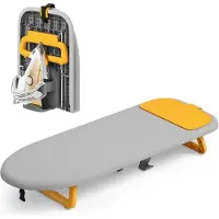 Famanu – Draagbare opklapbare strijkplank voor op tafel, met siliconen houder en hittebestendige hoes, ruimtebesparend voor reizen, 30 x 81 cm, grijs