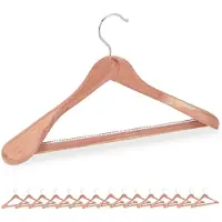 Famanu – Set van 16 cederhouten kledinghangers met broekenstang, bescherming tegen motten, brede schouders, natuur