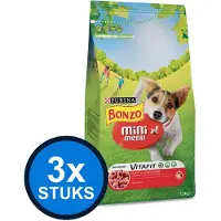 Bonzo 3x - Mini Menu Rund - Hondenvoer Droogvoer - 1.5 kg