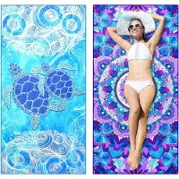 Famanu – Microvezel strandhanddoeken set van 2, 180 x 90 cm, dubbelzijdig, lichtgewicht en sneldrogend, ideaal voor strand en zwemmen