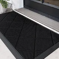 Famanu – Deurmat van 43 x 90 cm in zwart, antislip vuilvanger en droogloopmat voor binnengebruik
